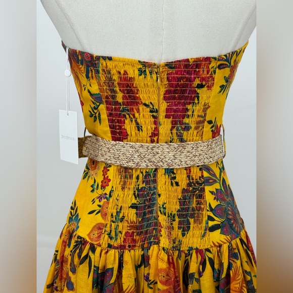 ZIMMERMANN Ginger Strapless Midi Dress Pink & Yellow Floral Midi Dress Size 6 - Picture 7 of 16